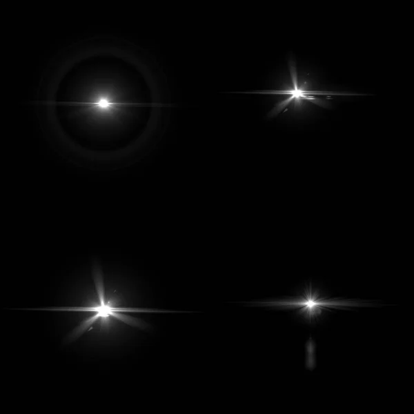 4 Lens Flare Illustration isolated on black background — Stock Photo, Image