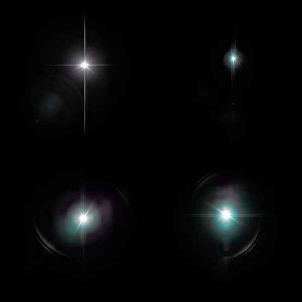 4 Lens Flare Illustration isolated on black background — Stock Photo, Image