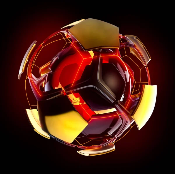 3D renderizado de una forma abstracta de concepto esférico de fútbol — Foto de Stock