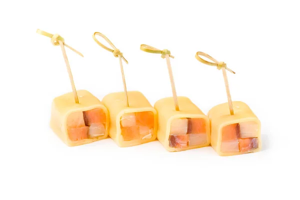 Snack canapes to the buffet on a white background — Stock Photo, Image