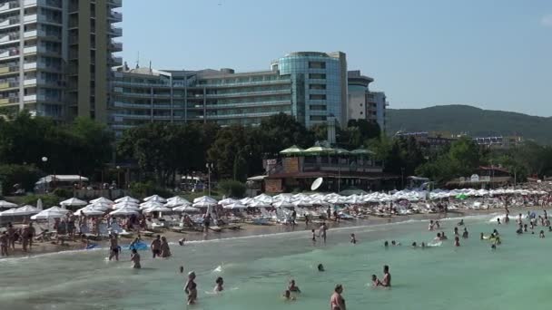 Spiaggia di sabbia dorata Zlatni Piasci in Bulgaria . — Video Stock