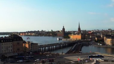 Gamla Stan Stockholm görünümü. Eski şehir. İsveç.