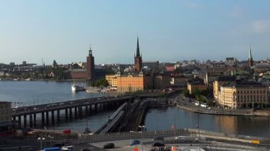 Gamla Stan Stockholm görünümü. Eski şehir. İsveç.