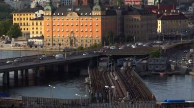 Gamla Stan Stockholm görünümü. Eski şehir. İsveç.
