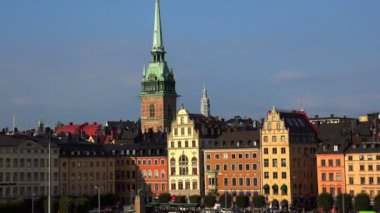 Gamla Stan Stockholm görünümü. Eski şehir. İsveç.
