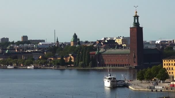 Vista sobre Gamla Stan em Estocolmo. Cidade velha. Suécia . — Vídeo de Stock