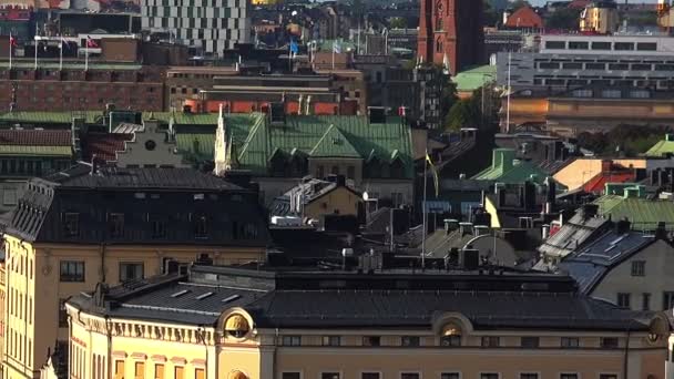 Uitzicht op Gamla Stan in Stockholm. Oude stad. Zweden. — Stockvideo