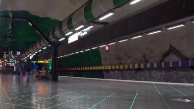 Huvudsta. Metro istasyonu. Sanat metro. Stockholm. İsveç.