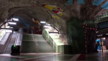 Kungstradgarden. Metro istasyonu. Sanat metro. Stockholm. İsveç.