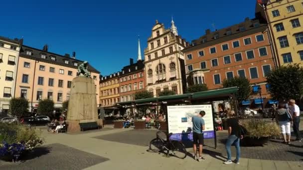 Gamla Stan Stockholm görünümü. Eski şehir. İsveç. — Stok video