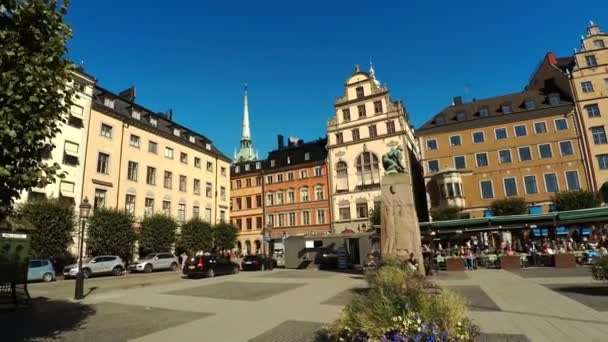 Vedere pe Gamla Stan din Stockholm. Oraşul vechi. Suedia . — Videoclip de stoc