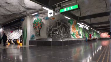 Tensta. Metro istasyonu. Sanat metro. Stockholm. İsveç.