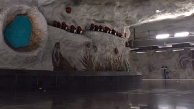 Tensta. Metro istasyonu. Sanat metro. Stockholm. İsveç.
