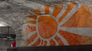 Tensta. Metro istasyonu. Sanat metro. Stockholm. İsveç.