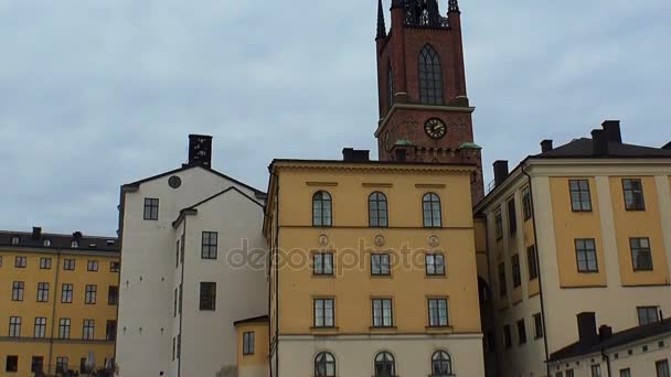 Kostel Riddarholmen ve Stockholmu. Švédsko. — Stock video