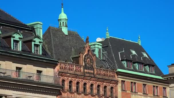 Sztokholm. Stare miasto. Architektura, stare domy, ulice i dzielnice. — Wideo stockowe