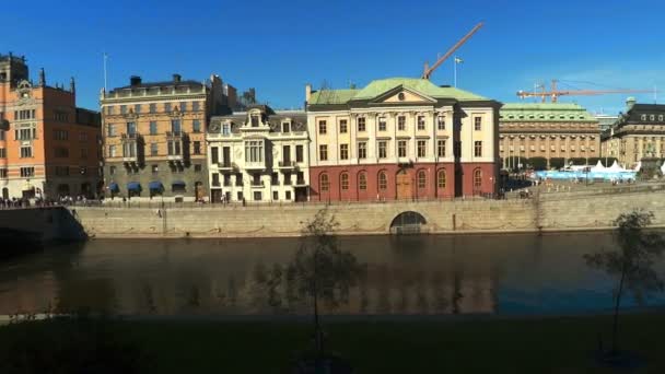 Stockholm. Gamla stan. Arkitektur, gamla hus, gator och stadsdelar. — Stockvideo