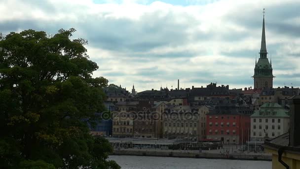 Stockholm. Oude stad. Architectuur, oude huizen, straten en wijken. — Stockvideo