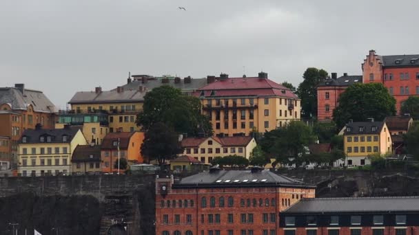 Stockholm. Oude stad. Architectuur, oude huizen, straten en wijken. — Stockvideo