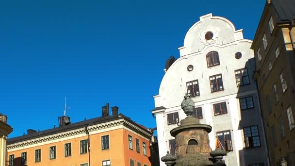 Stortorget Public Square em Estocolmo. Gamla Stan. Suécia . — Vídeo de Stock