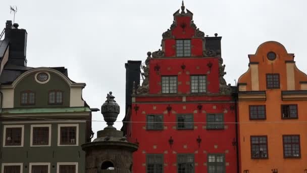 Stortorget Openbaar Plein in Stockholm. Gamla stan. Zweden. — Stockvideo