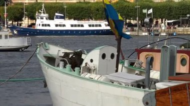 Dolgu ve iskelesi Stockholm Merkezi. İsveç.