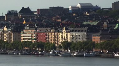 Dolgu ve iskelesi Stockholm Merkezi. İsveç.