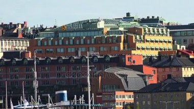 Dolgu ve iskelesi Stockholm Merkezi. İsveç.