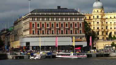 Dolgu ve iskelesi Stockholm Merkezi. İsveç.