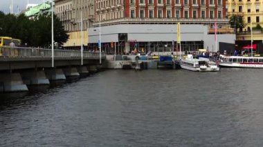 Dolgu ve iskelesi Stockholm Merkezi. İsveç.