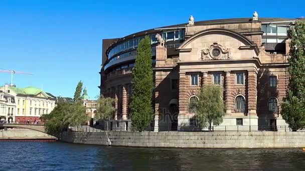 Reichstag Stockholm'de bina. İsveç. — Stok video