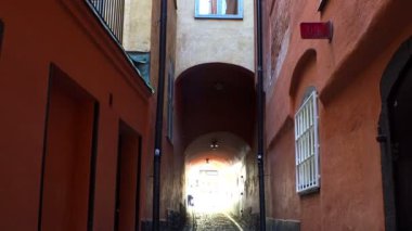 Stokholm'un eski dar sokakta. Eski şehir.