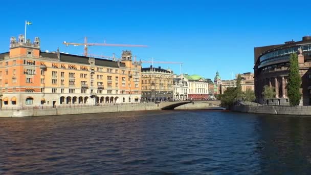 Reichstag byggnad i Stockholm. Sverige. — Stockvideo