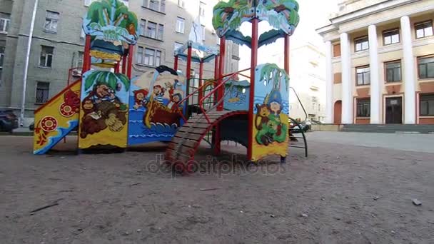 Childrens carousel in the yard. — Stock Video