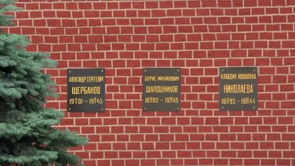 The bust of Joseph Stalin at the Kremlin wall. Red Square. Moscow. — Stock Video