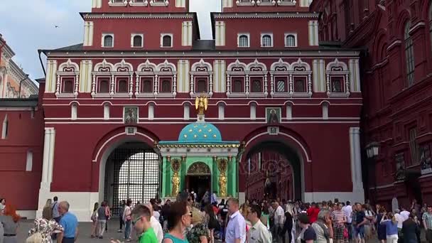 Zeichen Null Kilometer. Rotes Quadrat von Moskau. — Stockvideo