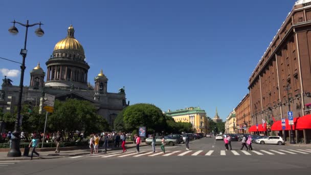 在圣彼得堡的圣艾萨克大教堂。4 k. — 图库视频影像