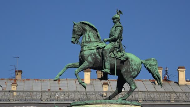 Monumento al emperador Nicolás I. San Petersburgo. 4K . — Vídeos de Stock