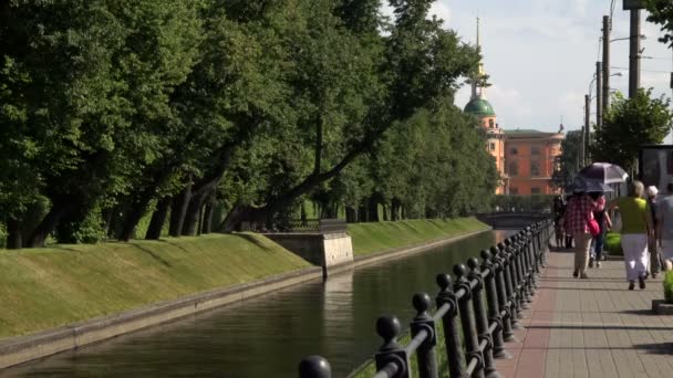 Het kanaal van de zwaan in Sint-Petersburg. 4k. — Stockvideo