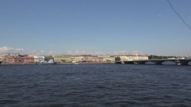 Blagoveshchensky asma köprü. Saint-Petersburg. 4k.