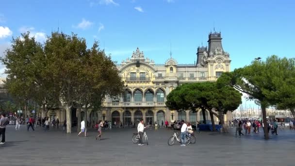 De bouw van de haven van Barcelona. Spanje. — Stockvideo