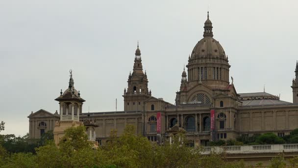 Άποψη της Catalunya Εθνικό Μουσείο της τέχνης. Βαρκελώνη, Ισπανία. — Αρχείο Βίντεο