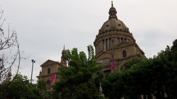 Вид на Национальный художественный музей Каталонии. Барселона, Испания . — стоковое видео