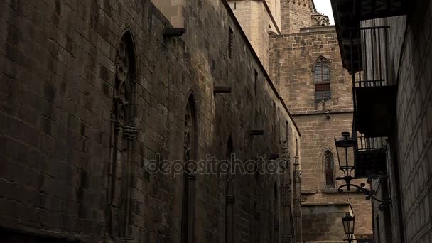 Barselona Gothic Quarter. İspanya. — Stok video