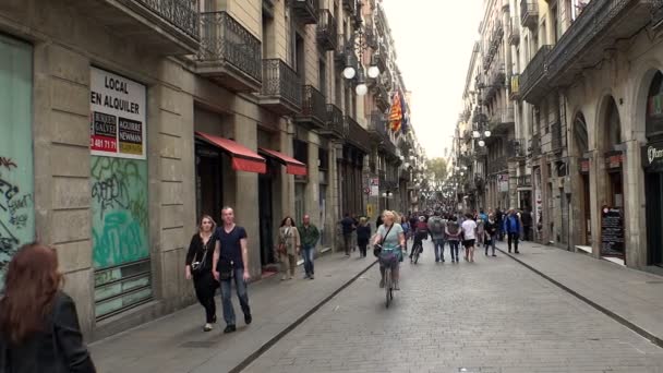 Barselona Gothic Quarter. İspanya. — Stok video