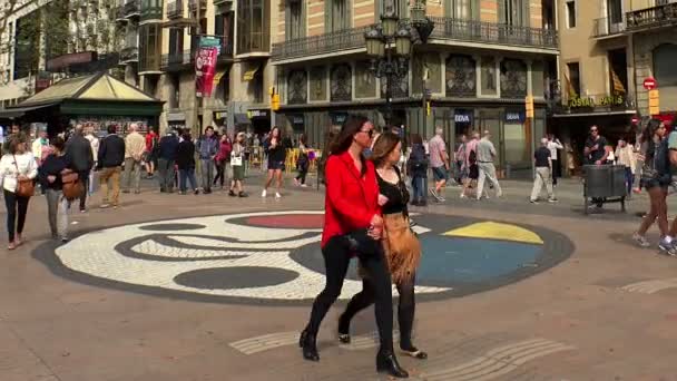 兰布拉大街。巴塞罗那市中心。西班牙. — 图库视频影像