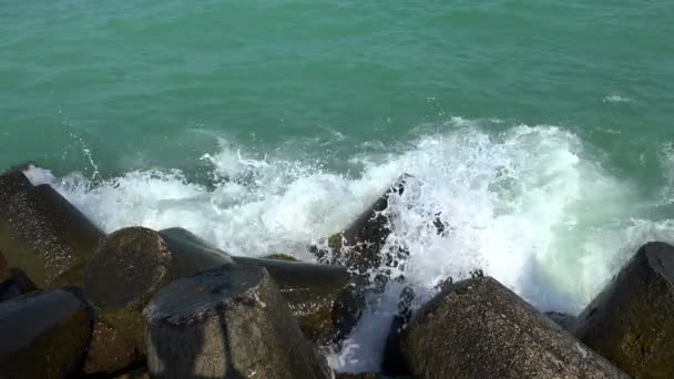 Mare, onde, rocce. 4K . — Video Stock