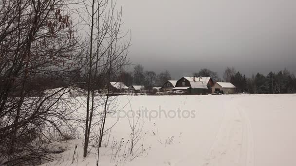 The village in winter. 4K. — Stock Video