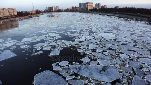 La glace flotte dans l'eau. 4K . — Video