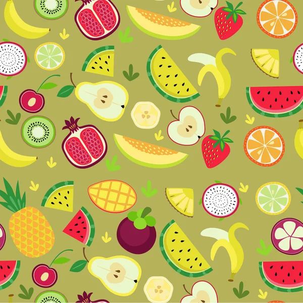 Fruchtiges Muster auf farbigem Hintergrund — Stockvektor